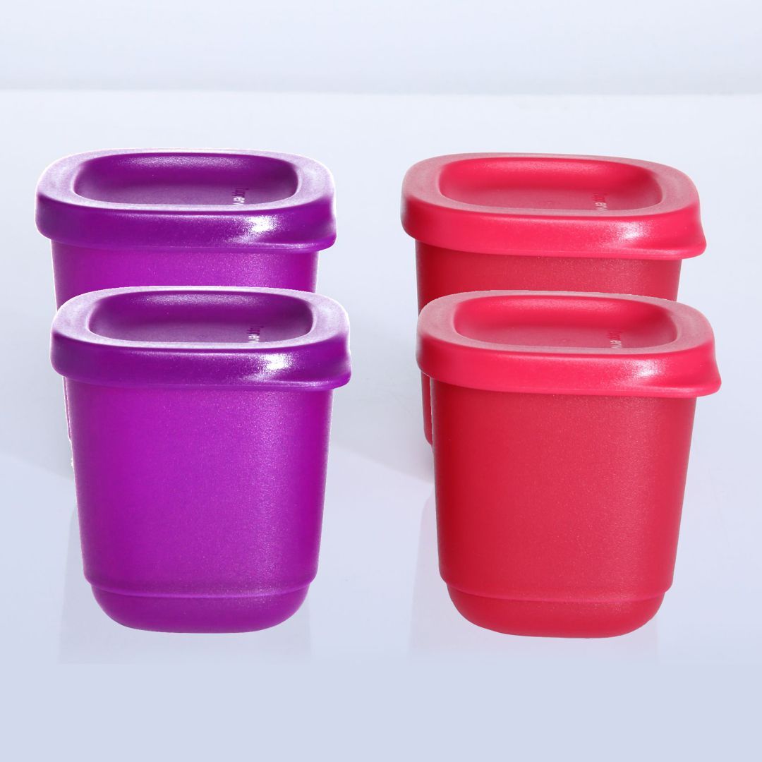 Tupperware Cubix Mini Square 110 Ml (4 Pcs Set)-water bottle-dealsplant