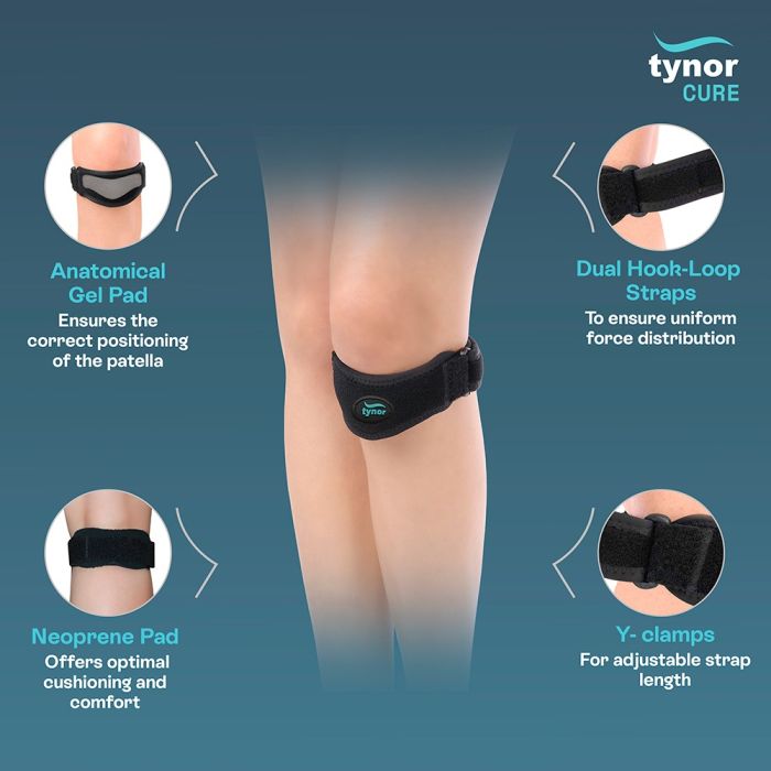 Tynor Patellar Support Pro, Black, Universal, 1 Pair D-54-Health & Personal Care-dealsplant