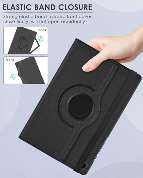 Dealsplant Synthetic Leather 360 Rotating Flip Back Cover Case for Samsung Galaxy Tab A9 Plus (BLACK)-Tab-dealsplant