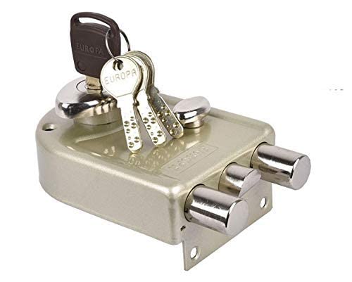 EUROPA 8014 Main Door Lock with Three Bolts; Common Reversible Latch Bolt for Inside/Outside Opening Doors-Door lock-dealsplant