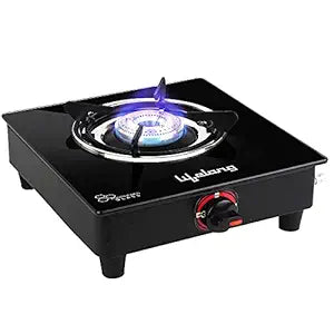 Lifelong LLGS201 Open Single Burner Glass Gas Stove (Black, 27 x 29 x 9 cm), Manual Ignition, Black-GAS STOVE-dealsplant