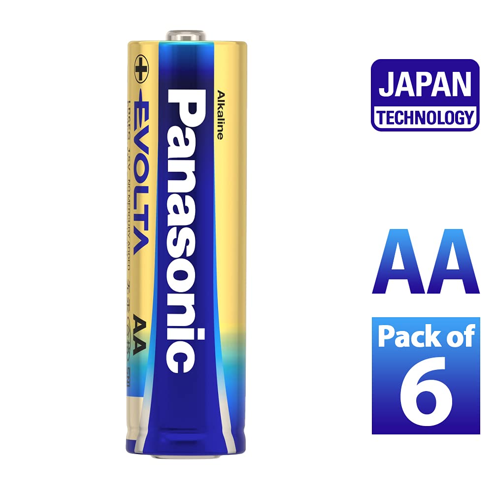 Panasonic Evolta Premium AA Alkaline 1.5V Batteries Anti-Leak Seal - 10-Year Protection - 6-Pack-Batteries-dealsplant