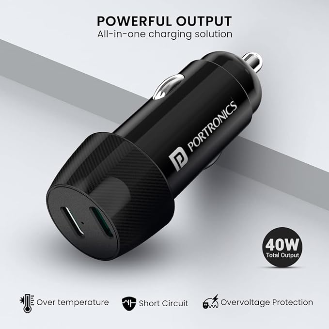 Portronics Car Power 14 Car Charger with Dual PD Output-Car charger-dealsplant