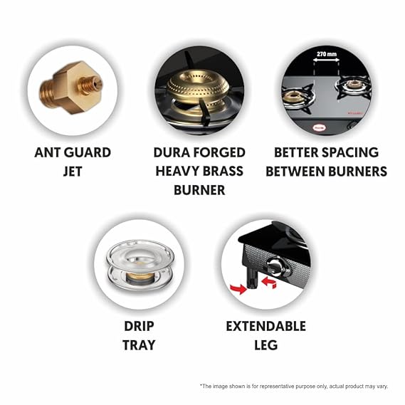 Preethi Valentino Carbon 3 Burner Gas Stove - GTS 121-GAS STOVE-dealsplant