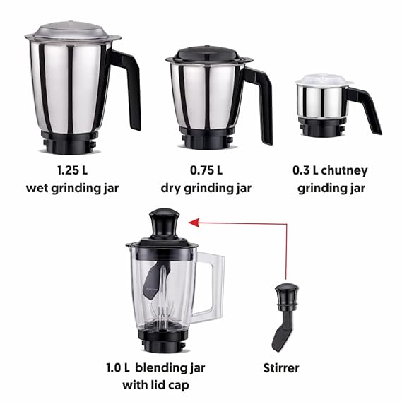 Preethi Peppy Plus 4 Jars Mixer Grinder 750W-Mixer Grinder-dealsplant