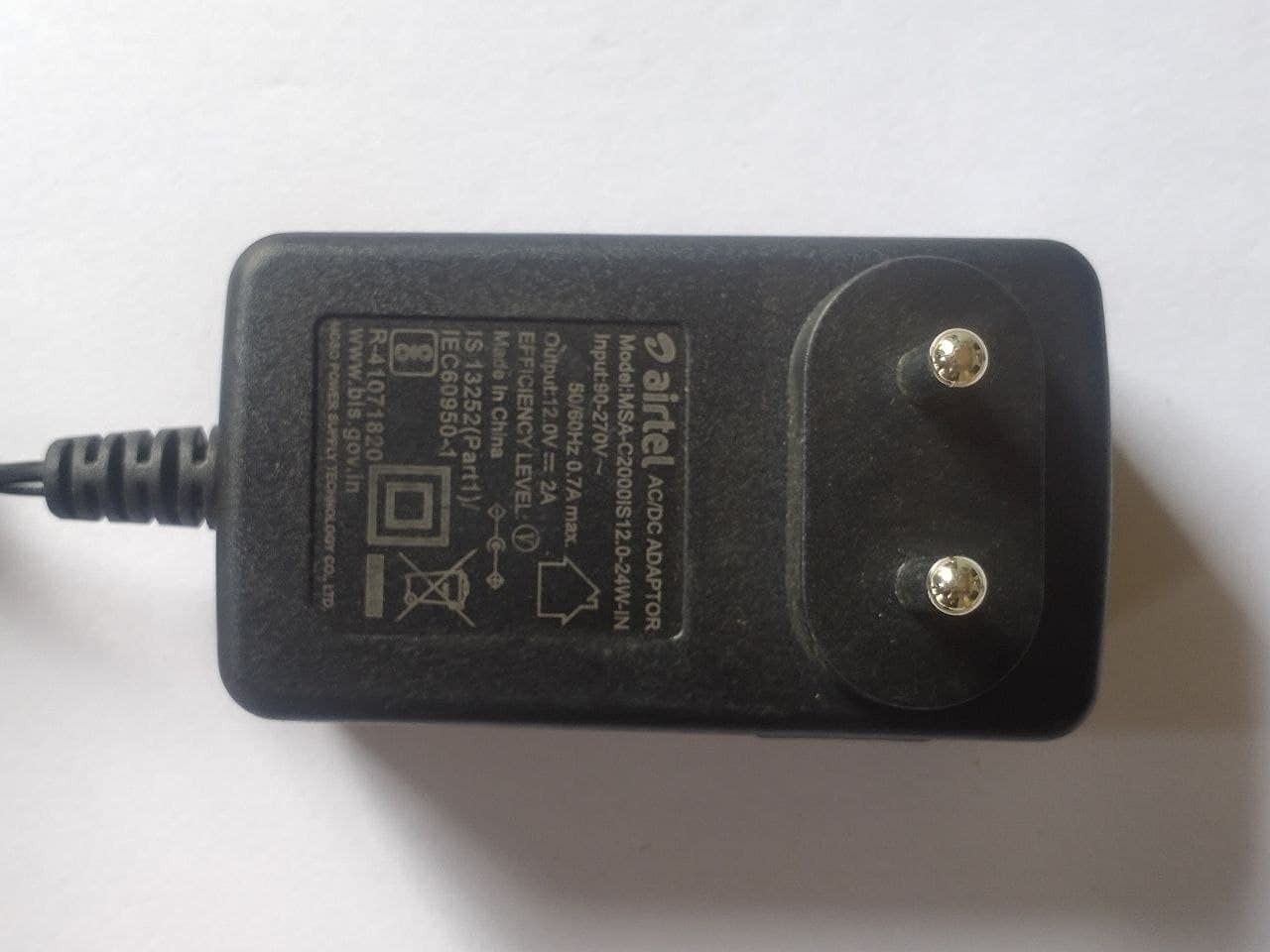 Dealsplant 12 Volt 2 Amp Adapter For Airtel Dth,Tatasky,Sundirect. All Type Free Dth Settop Box, Charging Adapter, Black-adapter-dealsplant