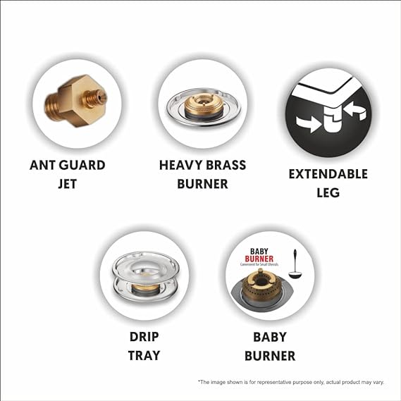 Preethi Blue Flame Jumbo Max 4 Burner Glass Top Gas Stove - GTS 118-dealsplant