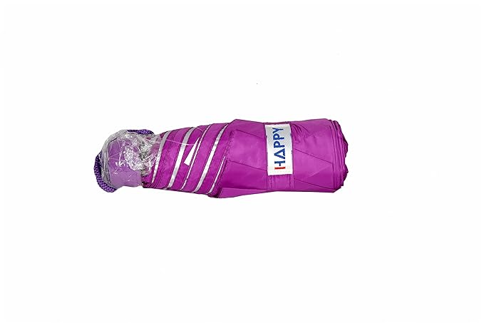 Happy Umbrella Mono Silver 5 Fold Manual Open Men/Women UV Protection Monsoon/Rainy & Sun Umbrella-MultiColor-dealsplant