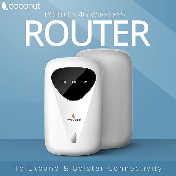 Coconut Porto 3 Wireless Router All SIM support 4G with long battery backup-Wireless Router-dealsplant