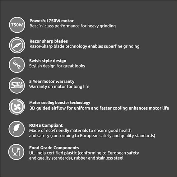 Preethi Peppy Plus 4 Jars Mixer Grinder 750W-Mixer Grinder-dealsplant