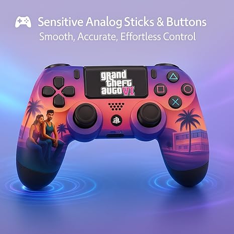 Themed Bluetooth Wireless P4 Gaming Controller For PS4/PS4 Pro/PS4 Slim/PC/Smartphone Dual Vibration, Turbo, Touchpad, Type-C Fast Charging, 10hr Battery Compatible with PS5- with case-Gamepad-dealsplant