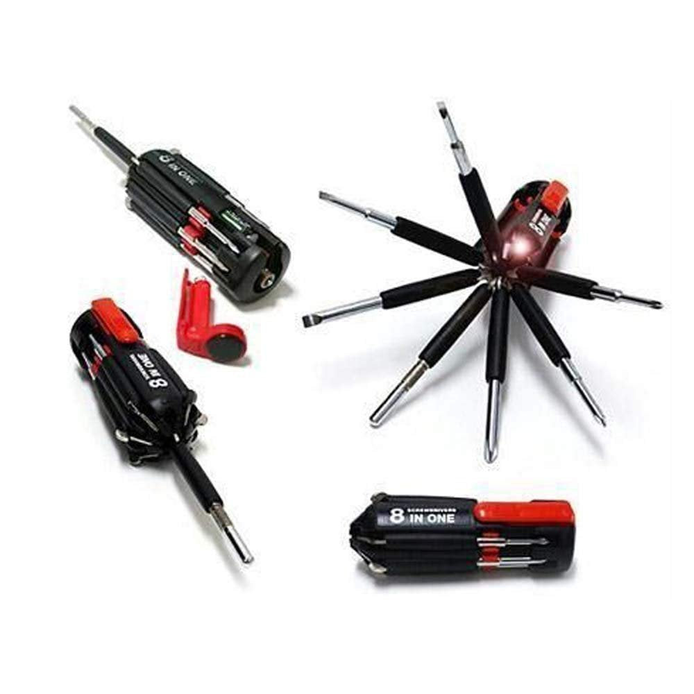 7Seas Foldable 8 in 1 Screwdriver Kit with 6 LED Light Pocket Screwdriver Hardware Repair Tool New Multifunction Screwdriver Tool Kit portable screwdriver...-Screw Driver Bit Set-dealsplant