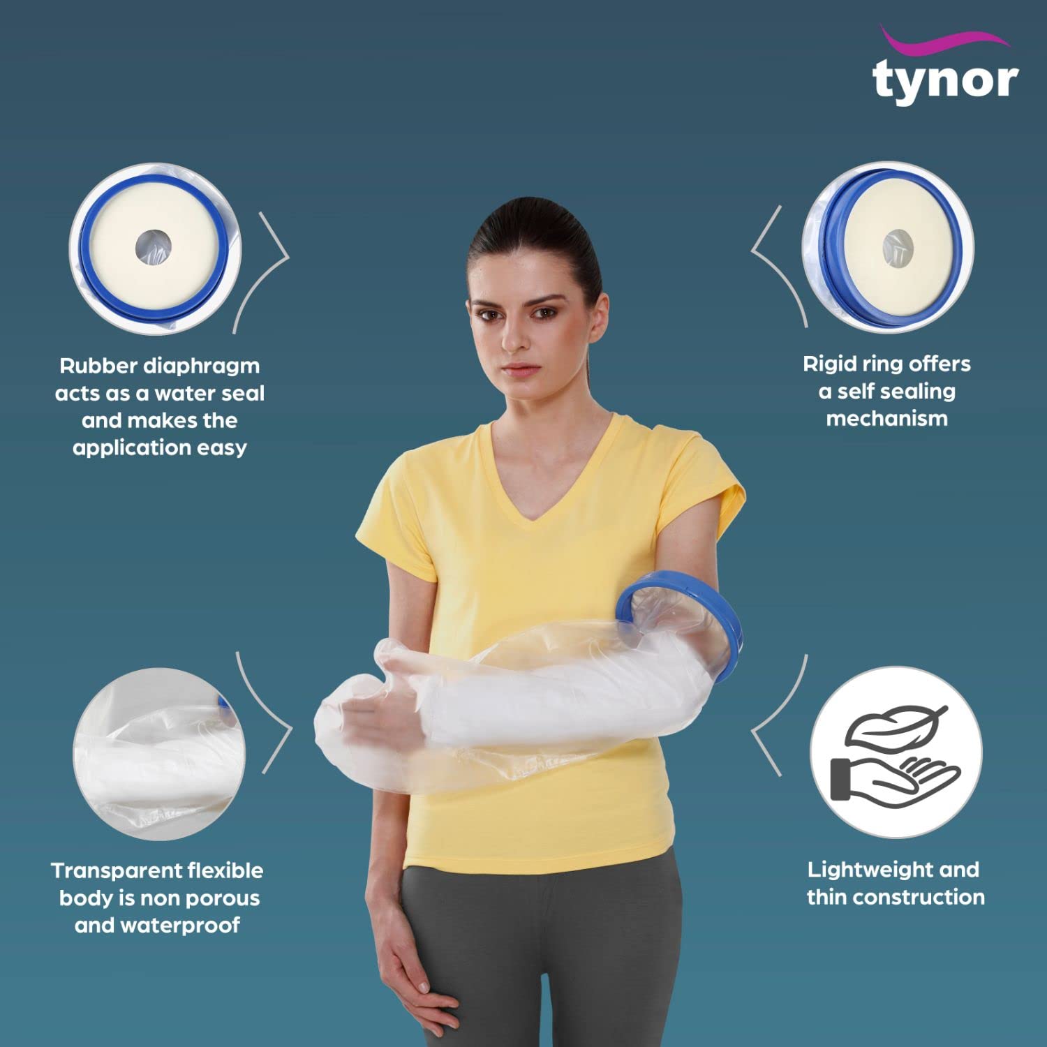 TYNOR Cast Cover Arm, White, Universal Size, 1 Unit C-19-dealsplant