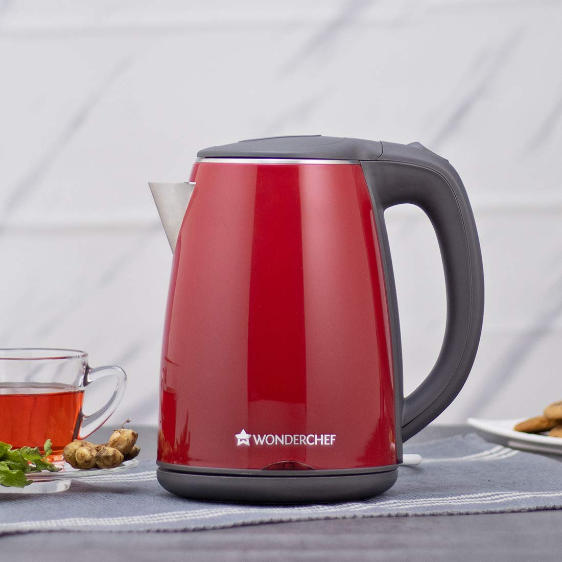 Wonderchef Crimson Edge Electric Kettle 1500W| Stainless Steel body with Auto-shut Off | 2-level Safety | Cool-touch | 1.7 Litres capacity | 2 Years Warranty | Red-Home & Kitchen Accessories-dealsplant
