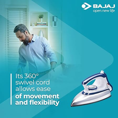 Bajaj Majesty DX-7 1000W Non Stick Dry Iron White and Blue-dry iron-dealsplant