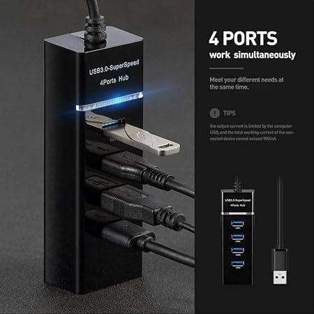 USB 3.0 Hub, 4-Port SuperSpeed Hub with High-Speed Data Transfer for PC, Laptop, and Mac – Compact and Durable Design-USB HUB-dealsplant