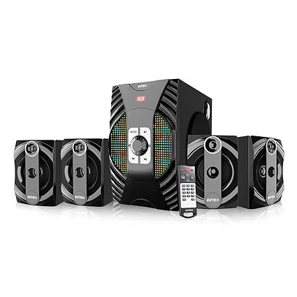 Intex Dazzle FMUB 4.1 Multimedia Bluetooth Speaker USB PLAYABILITY Powerful Audio Effect (Black)-Multi-Media Speaker-dealsplant