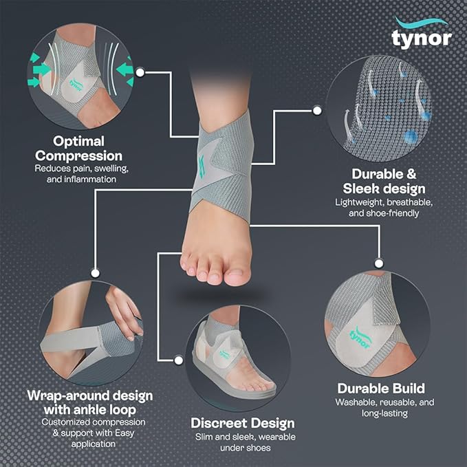 TYNOR Ankle Wrap Sleek Elastic,D-57 Grey, Universal, 1 Unit-Health & Personal Care-dealsplant