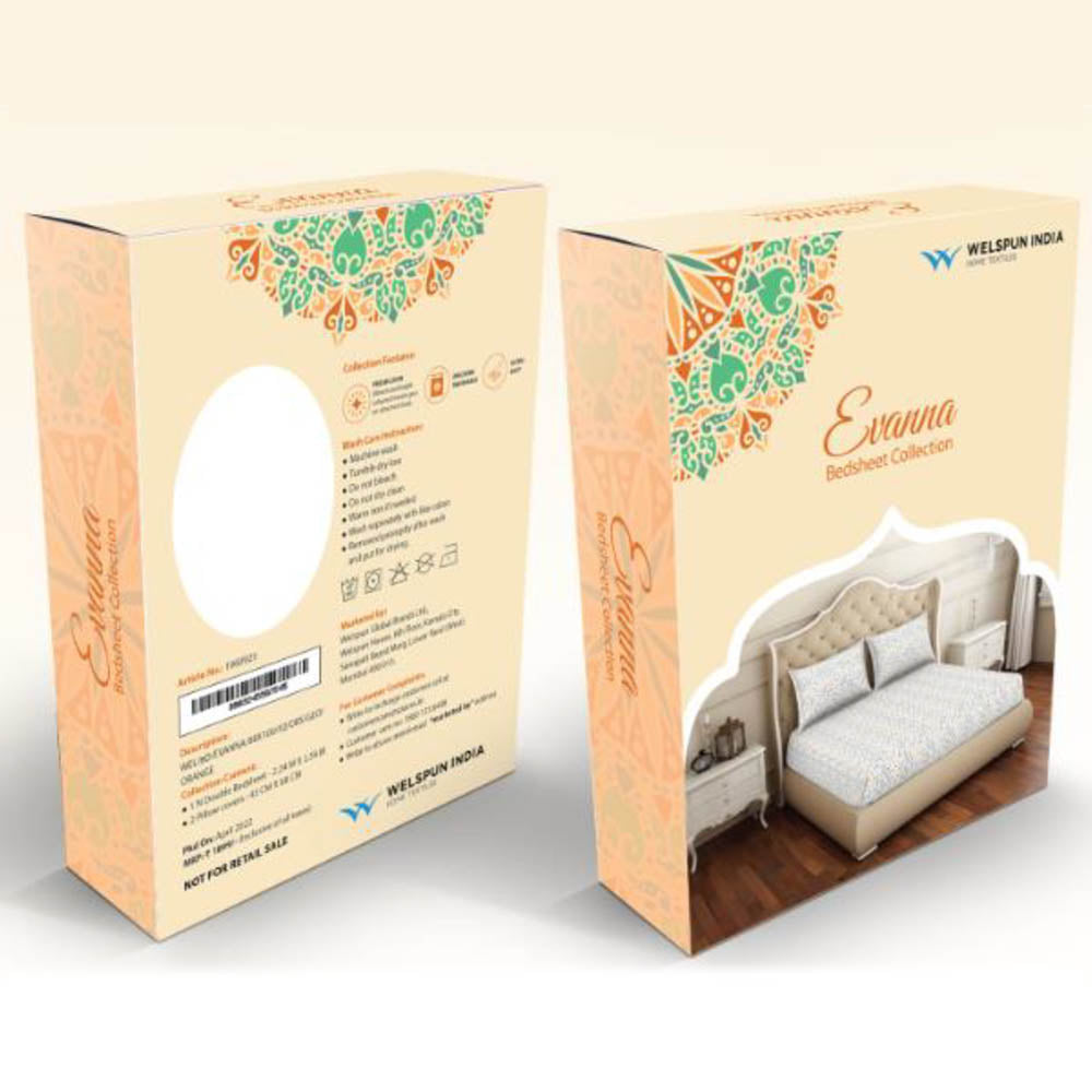 Welspun Courtyard 210 TC Cotton Double Bedsheet with 2 Pillow Covers-Health & Personal Care-dealsplant