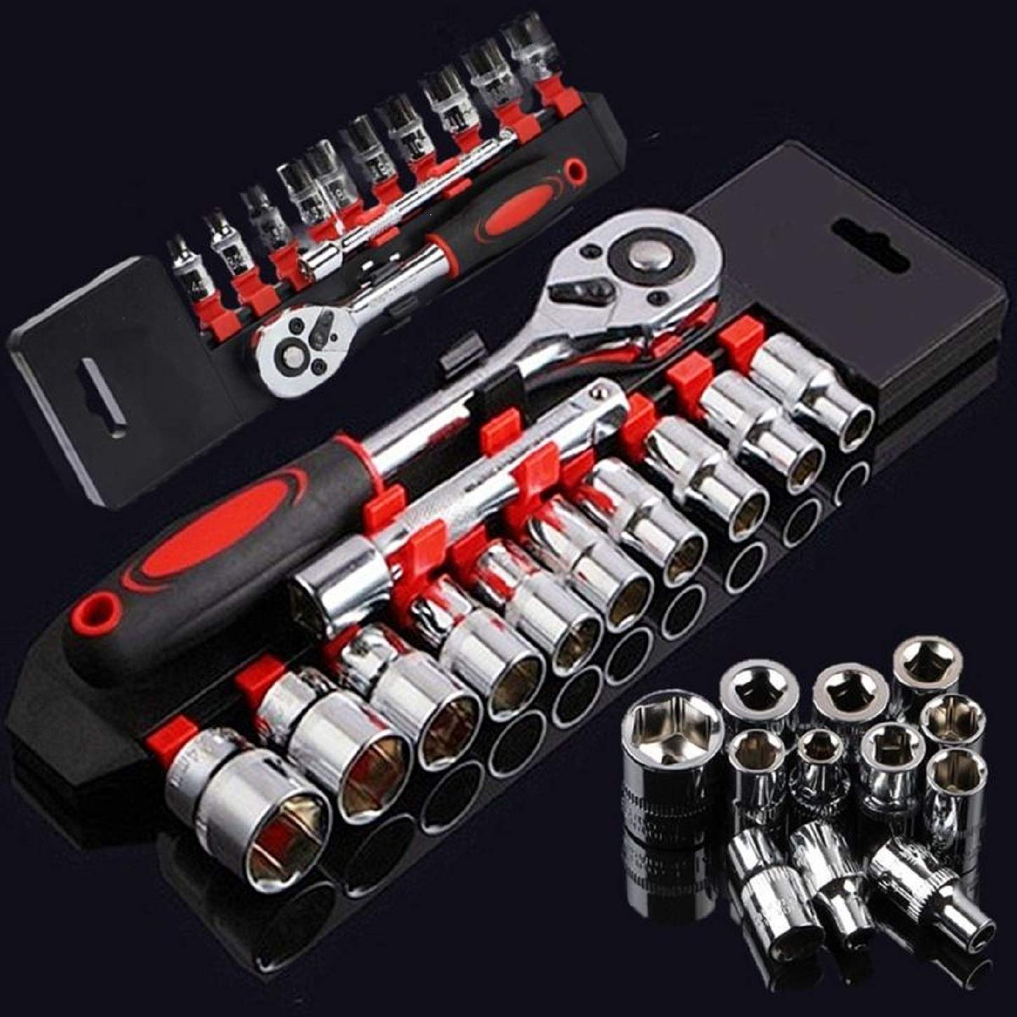 TAT Tools 1/2" DR Socket Wrench Set Chrome Vanadium 12 pcs, Fixed Square end and Hex end-Wrench Set-dealsplant