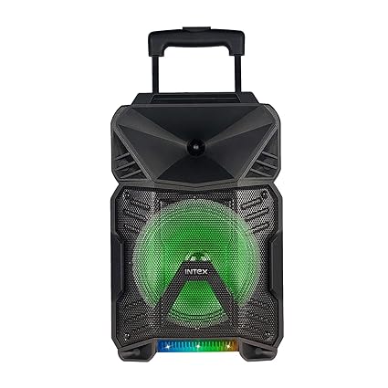 Intex Multimedia Trolley Speaker T-300 Pro Powerful 30W Sounds Output Portable Bluetooth Trolley Speaker with Recording Feature, Wireless MIC, Decoration Dancing Woofer Light (Black)-Trolley Speaker-dealsplant
