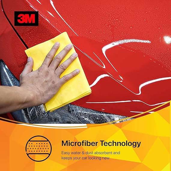 3M Car Care Microfiber Cloth Non-Scratching Cloth for Exterior, Interior and Glass Absorbent Microfiber Technology, 200 GSM(Pack of 3)-Car Accessories-dealsplant
