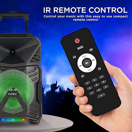 Intex Multimedia Trolley Speaker T-300 Pro Powerful 30W Sounds Output Portable Bluetooth Trolley Speaker with Recording Feature, Wireless MIC, Decoration Dancing Woofer Light (Black)-Trolley Speaker-dealsplant