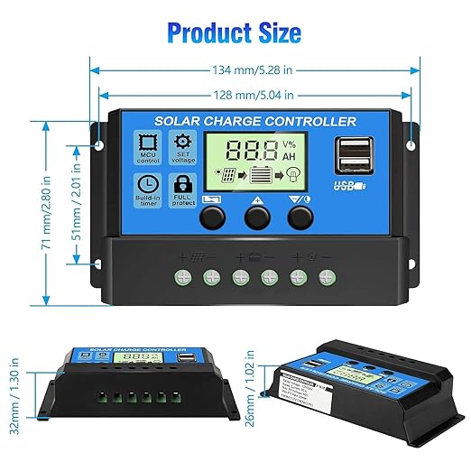 Dealsplant 12v/24v solar charge controller with digital display-Solar Products-dealsplant