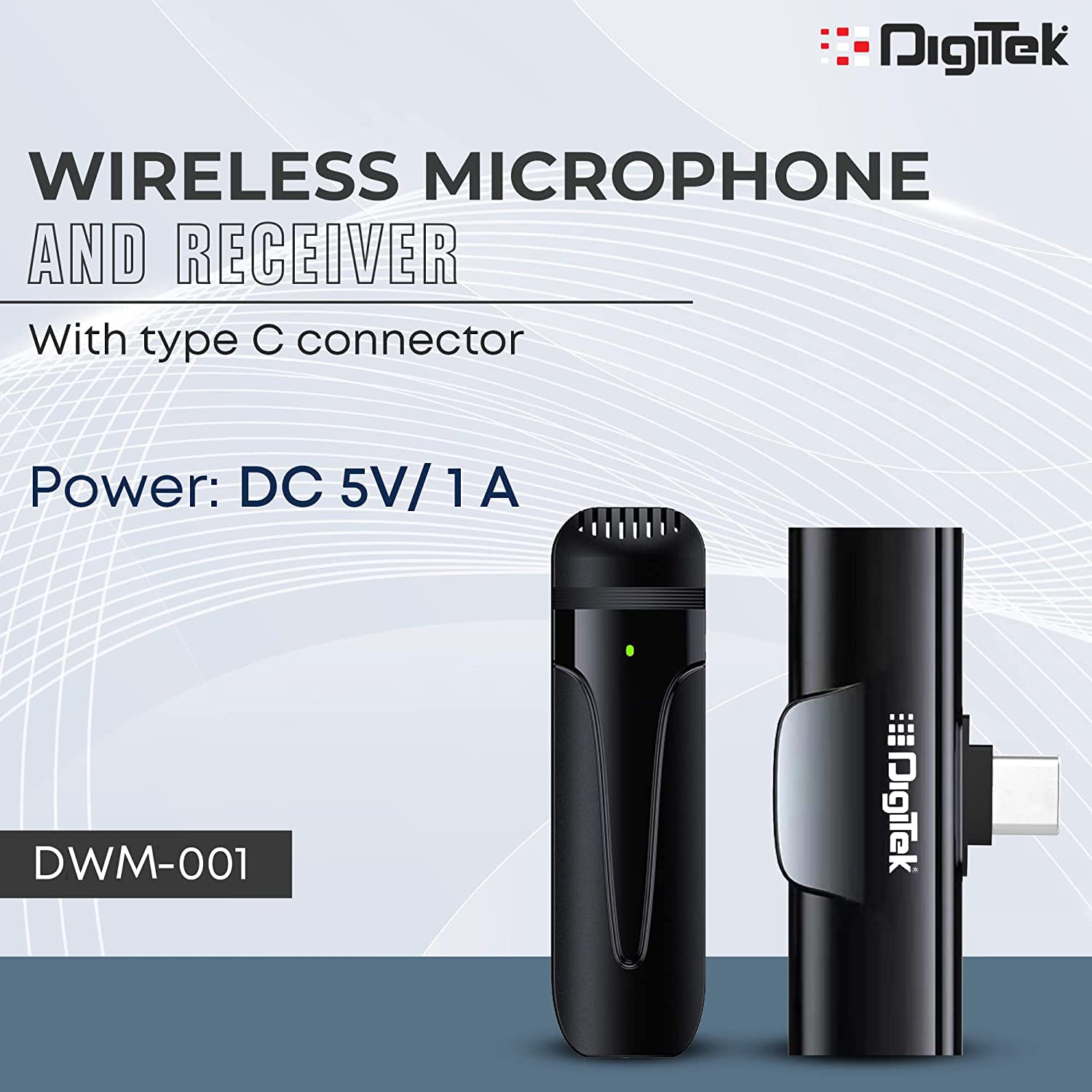 Digitek DWM 001 Wireless Microphone & Receiver with Type C Connector & Noise Cancellation-Wireless Microphone & Receiver-dealsplant