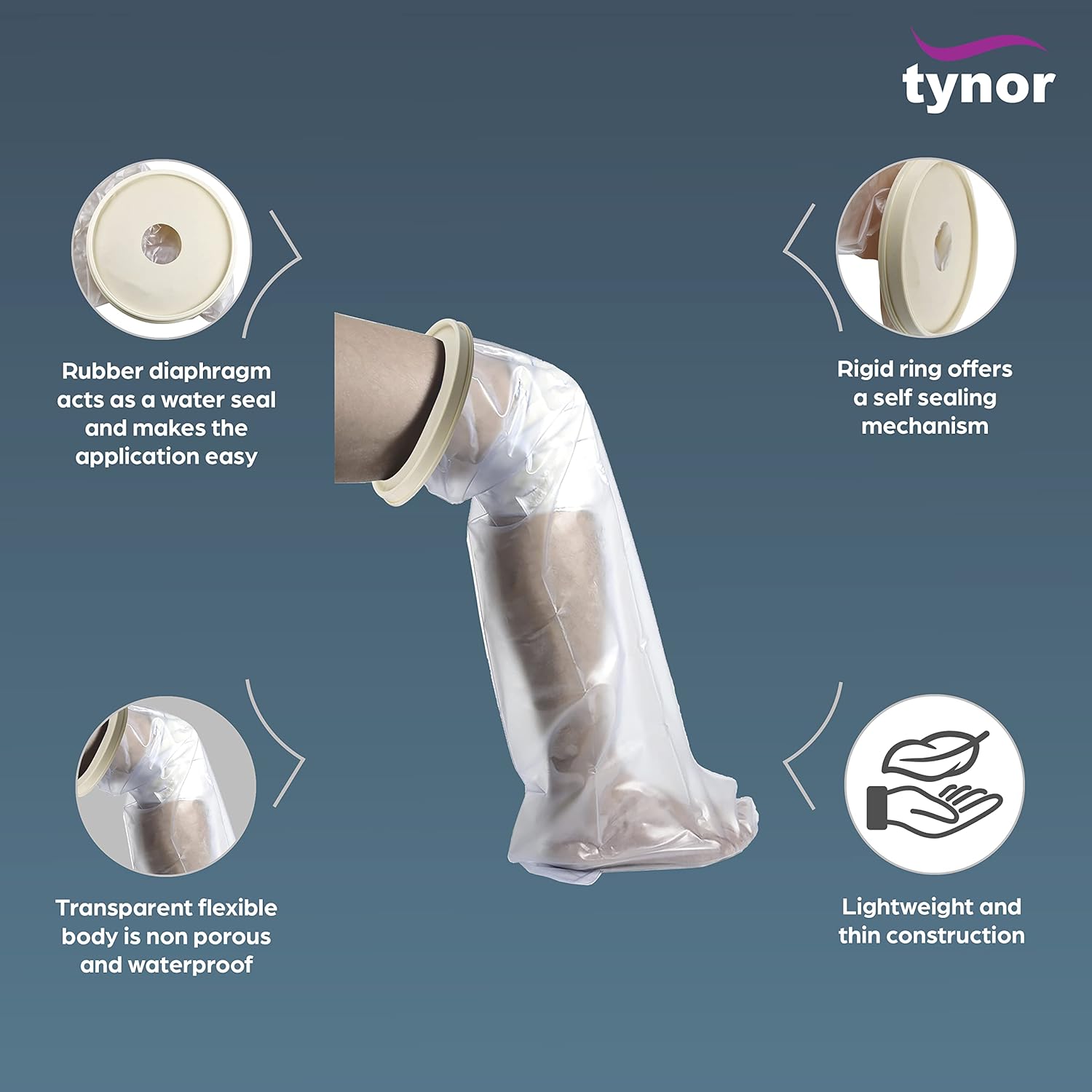 TYNOR Cast Cover Leg, White, Universal Size, 1 Unit c-16-dealsplant