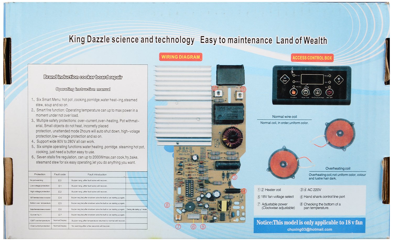 King Dazzle Induction Cooker Board Repair (Black)-dealsplant