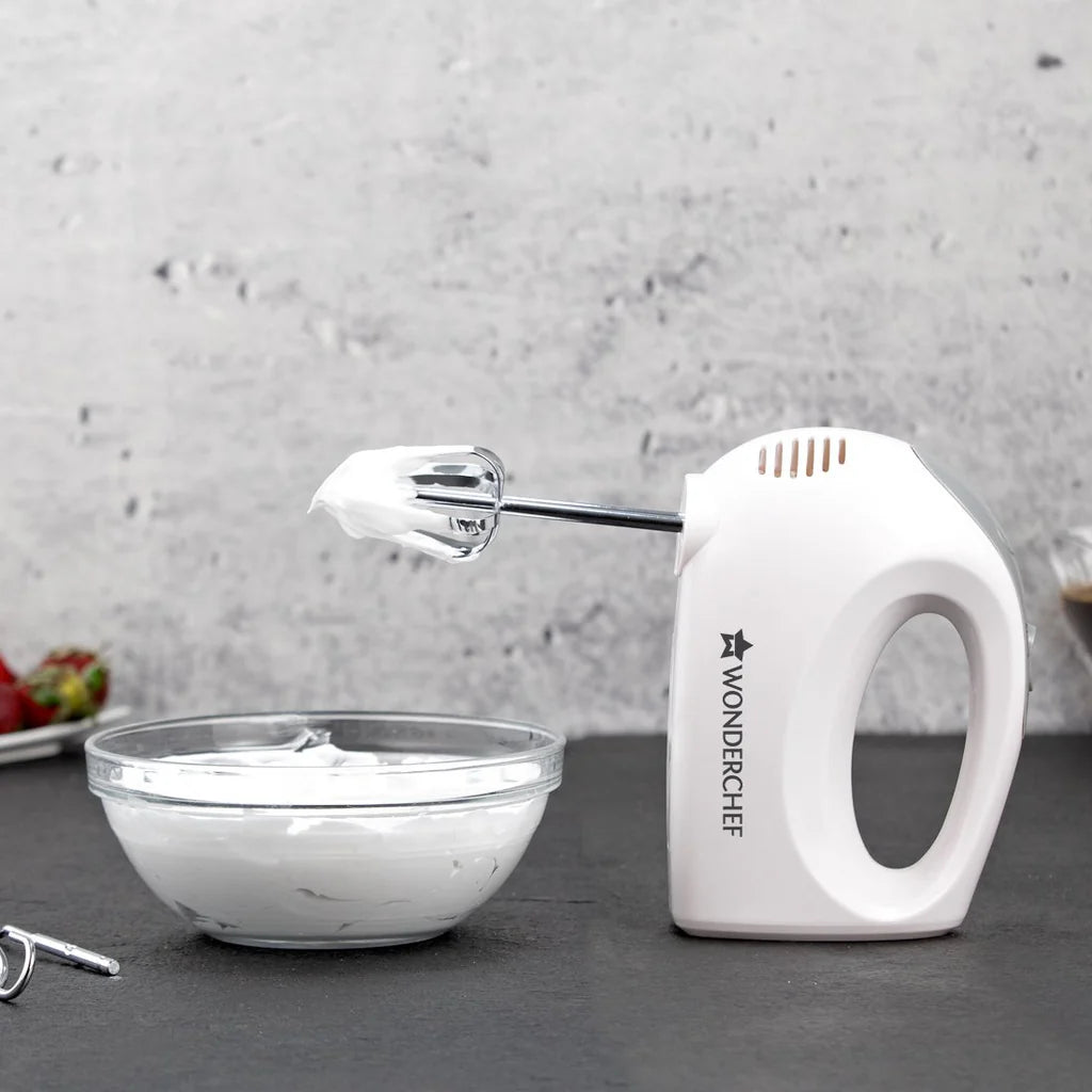 Wonderchef Ultima Plus Hand Mixer, 200W, 5 Speed Setting, Stainless Steel Beater and Kneading Hooks, 2 Years Warranty, White-Home & Kitchen Accessories-dealsplant