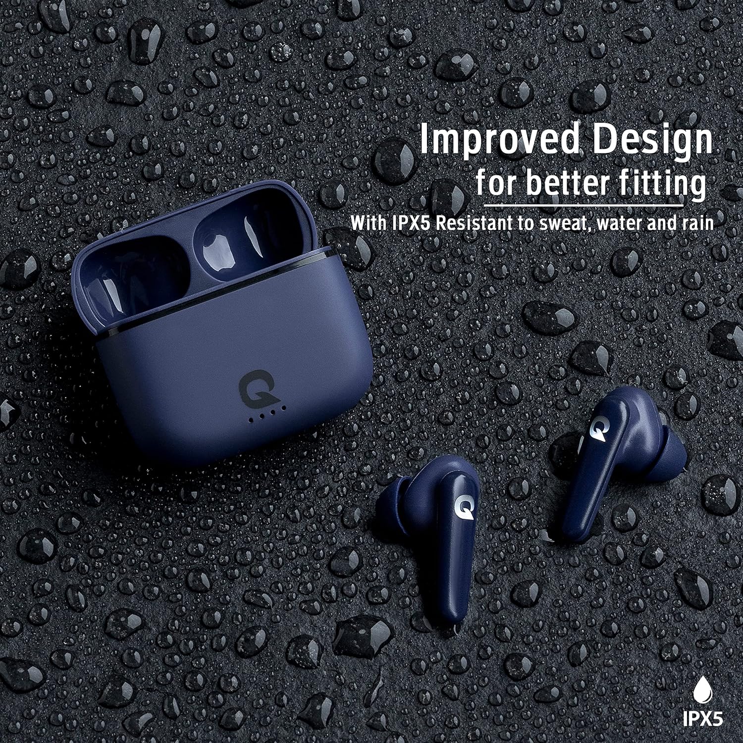 Quantum SonoTrix X True Wireless Earbuds TWS, 6 Hours Playback 42 Hours with Charging Case, Bluetooth 5.0, IPX5 Sweatproof, Touch Controls, Voice Assistance, Dual Mic, Type-C Fast Charging (Blue)-ear buds-dealsplant
