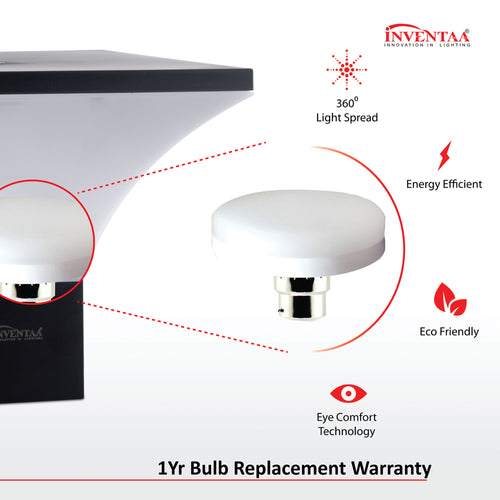 INVENTAA Bloom LED Gate Light 20W For Outdoor Compound Pillars With 1 Year Free Bulb Replacement Warranty-dealsplant