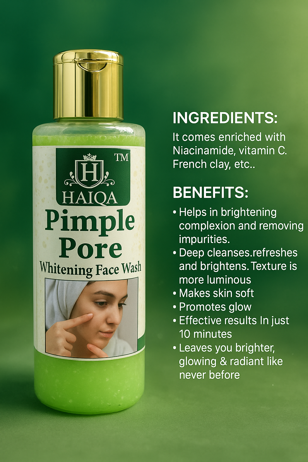 Haiqa Pimple Pore Whitening Face Wash-100ml-HEALTH & PERSONAL CARE-dealsplant