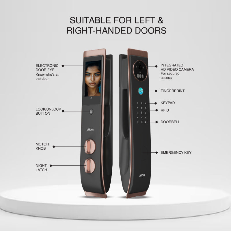 Ozone 3D Facial Recognition Smart Door Lock with 6-way access | Door Thickness: 45-120 mm-Internet Security-dealsplant