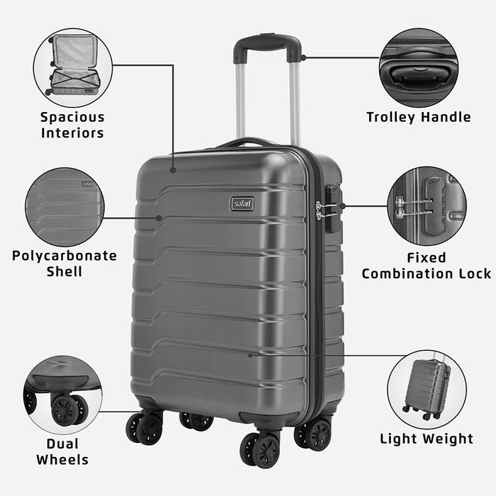 Safari Ozone Gun Metal Trolley Bag with Dual Wheels-dealsplant