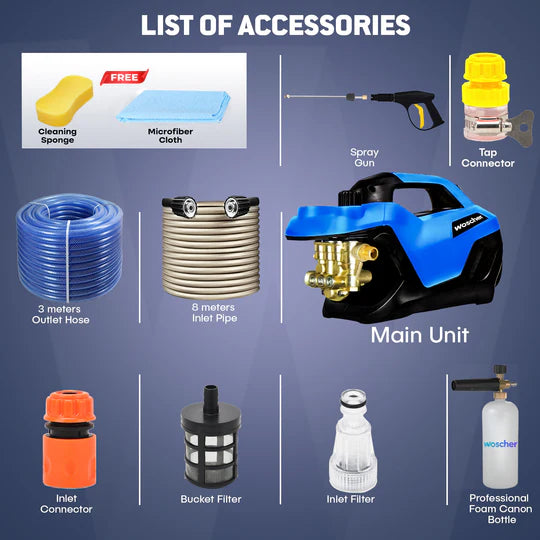 Woscher 969 100% Copper Motor 2400 W Power Pressure Washer 240 bar-Home & Kitchen Accessories-dealsplant