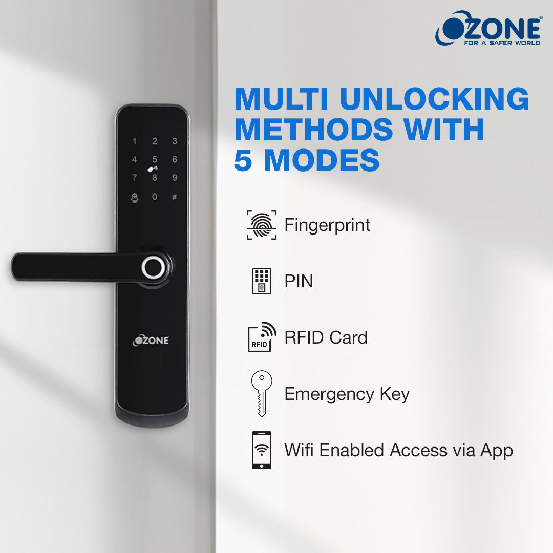 Ozone Morphy Eco Wi-Fi Smart Door Lock with 4-way access | Door Thickness: 35-80 mm-Internet Security-dealsplant