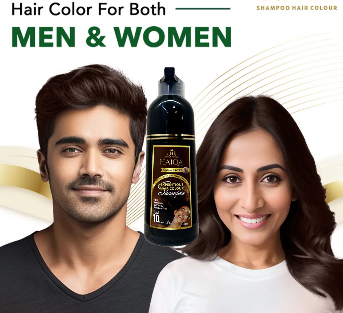 Haiqa Expeditious Hair Colour Shampoo (Natural Brown)-400ml-HEALTH & PERSONAL CARE-dealsplant