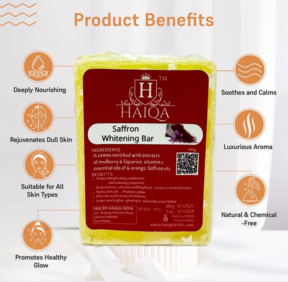 HAIQA SAFFRON WHITENING SOAP-100g-HEALTH & PERSONAL CARE-dealsplant