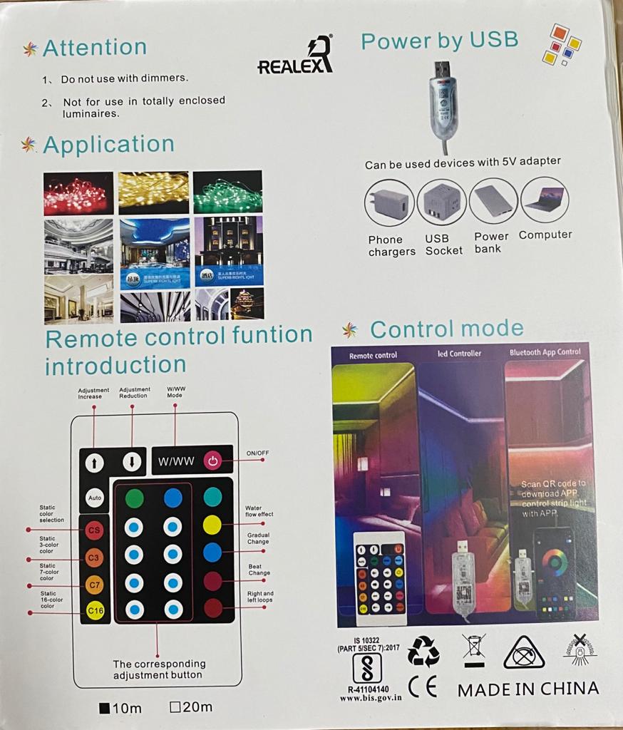 Dealsplant Voice /App /Remote controlled Multi color Multi mode LED String light 5V water proof decorative light (10M)-LED Lights-dealsplant