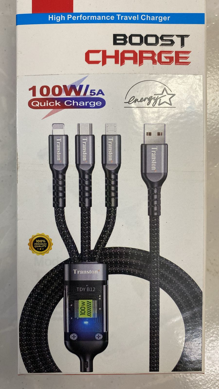 Transton Nylon Braided 1.2 Meter 3 in 1 multi charger cable fast charging charger cable with Lightning,Type C,Micro USb Port - 3 in 1 Multi charging cable-CHARGER ADAPTER-dealsplant