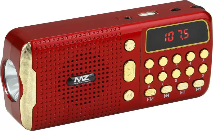 MZ M42VP PORTABLE BLUETOOTH SPEAKER Dynamic Sound with Wireless FM & InBuilt Torch FM Radio (Red)-Portable Speaker-dealsplant