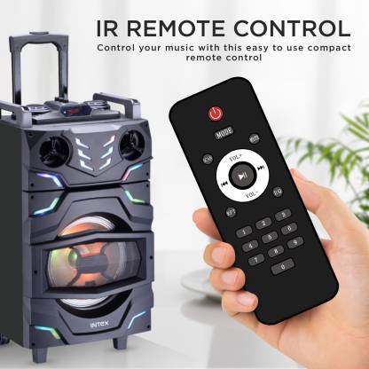 Intex Multimedia Speaker T-300 TUFB (Dual) 42 W Bluetooth Party Speaker (Black, Stereo Channel)-Trolley Speaker-dealsplant