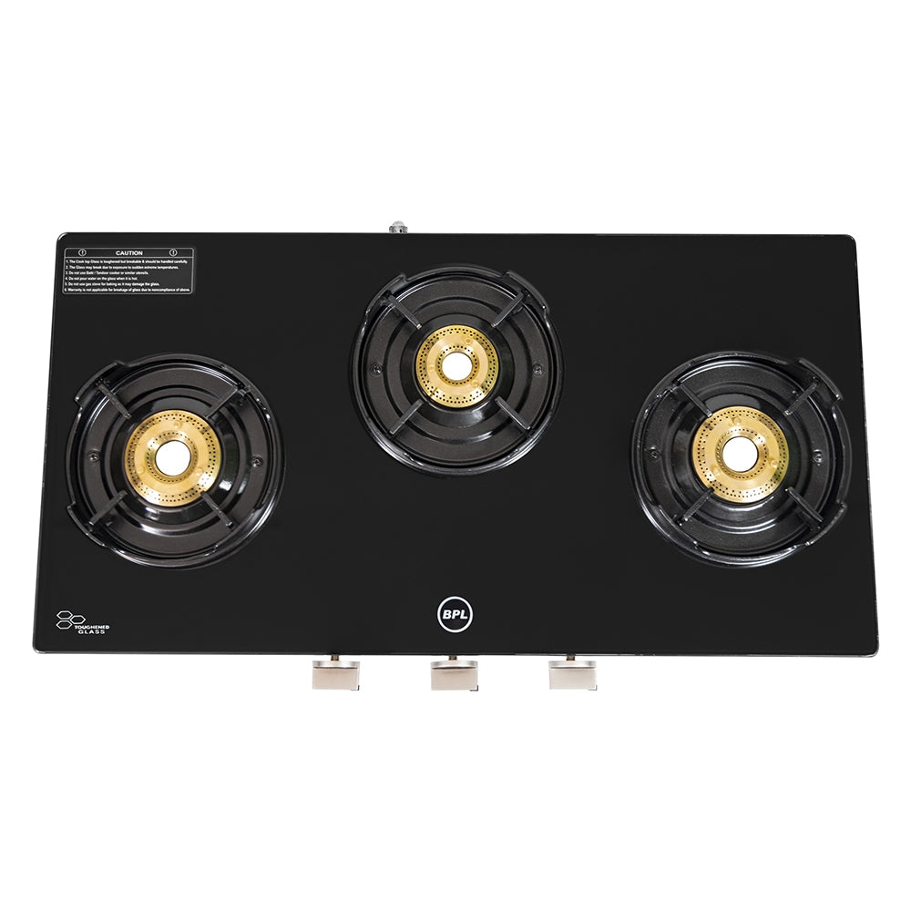 BPL Slim Glass Top 3Burner Gas Stove with Toughened Glass Top BGSGTSO