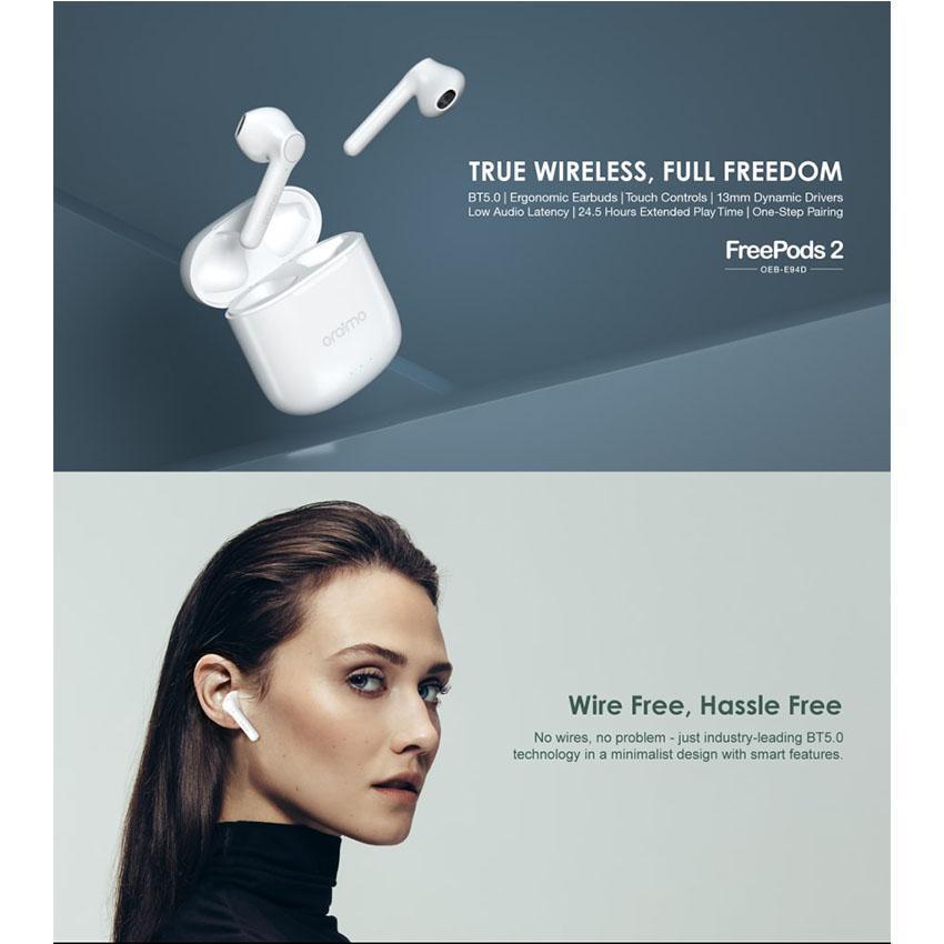 Oraimo Original OEB-94D True wireless headset in white color, Unique sound quality , Best packing-Headsets-dealsplant