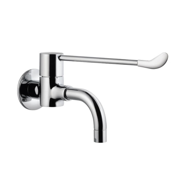 Jaquar Florentine Bib Cock with Extended Lever Handle and Wall Flange Medi Series Chrome FLR-5043N-Bib Cock-dealsplant