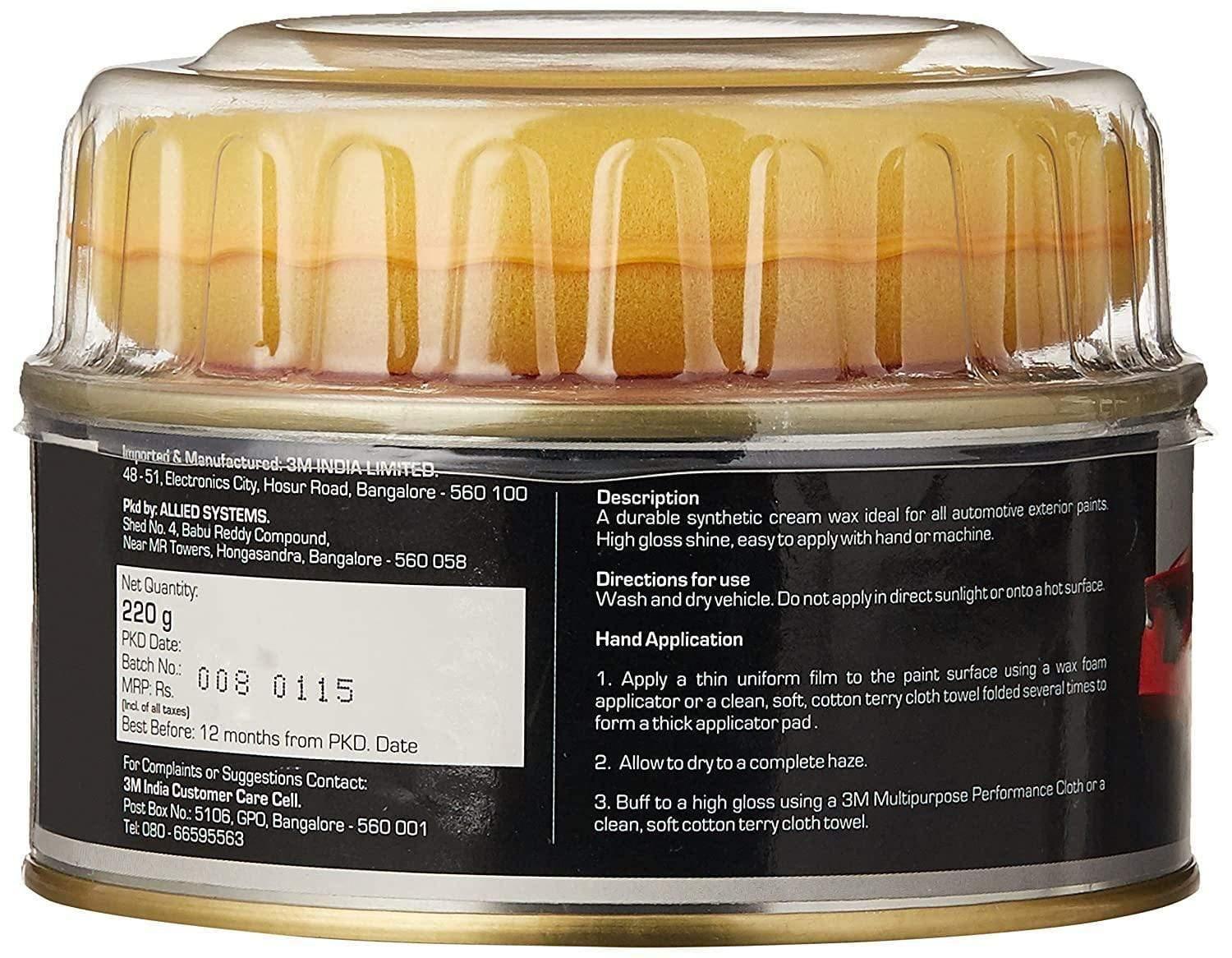 3M Specialty Cream Wax High Gloss Streak free restores shine (220 g)-Car Accessories-dealsplant