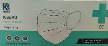 Kuber -3 Ply Masks K3690 medical disposable face mask type II R-3 ply masks-dealsplant